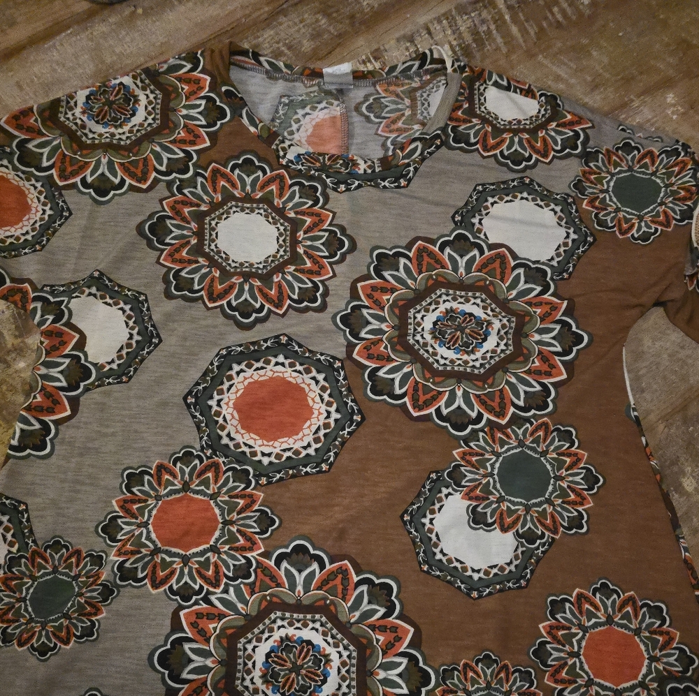 Floral Patterned Fabric in Brown and Orange